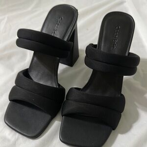 Black Modern Square-Toe Heels